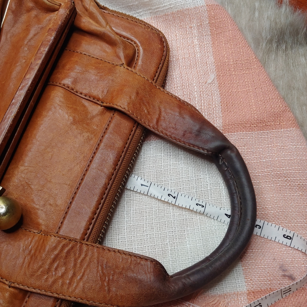 Betsey Johnson | Brown Leather Purse Vintage zip patina loved large oversized - Picture 3 of 12